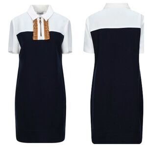 New Sandro Paris Anne Shirt Dress Marine Blue Size 10 Large L